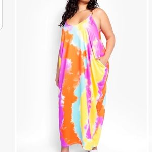Tie dye maxi dress with pockets